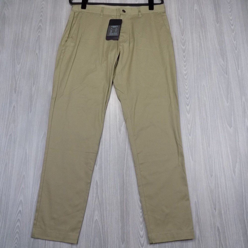 Fabletics High Side Chino Pants Mens 34x32 Khaki Slim Fit Stretch Technical NEW